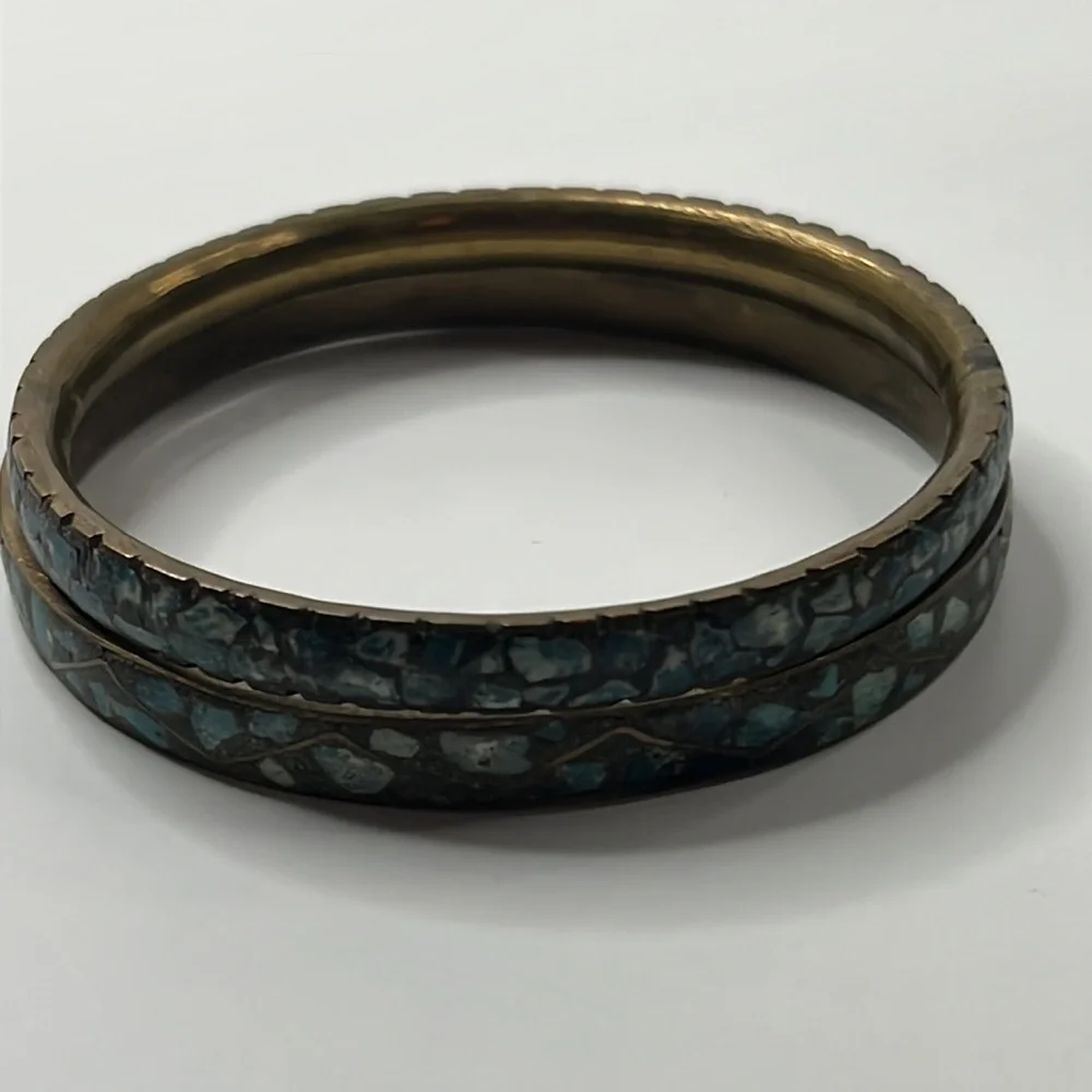 Vintage Brass Turquoise Bracelets
